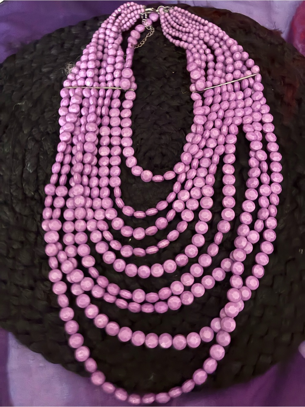 Multi-Strand Pink Beaded Statement Necklace